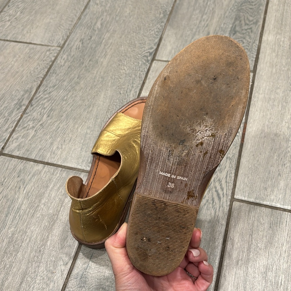 Free People Mont Blanc Asymmetrical Sandal Gold Size 38 - Picture 5 of 7